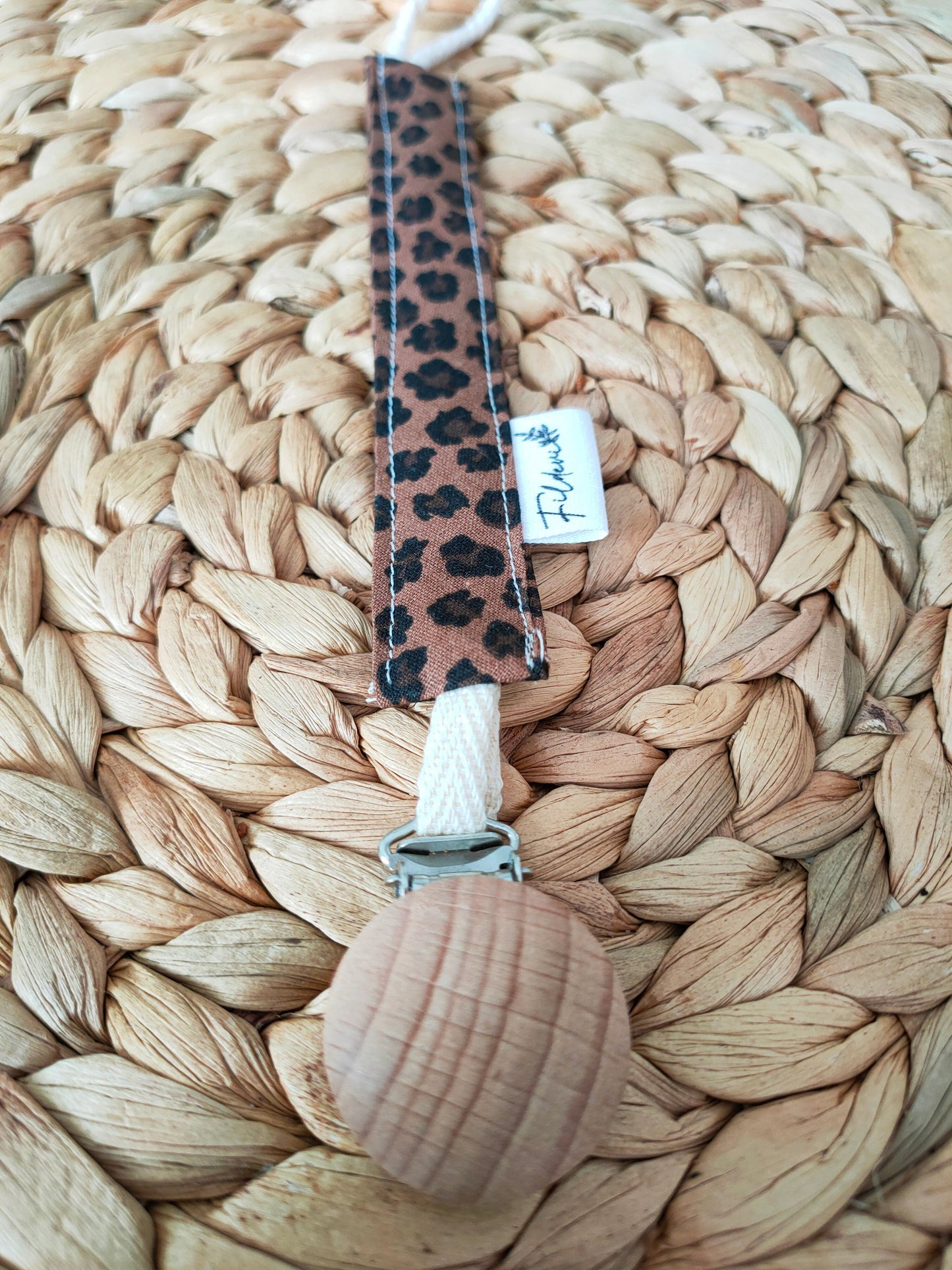Attache Tétine Léopard Marron