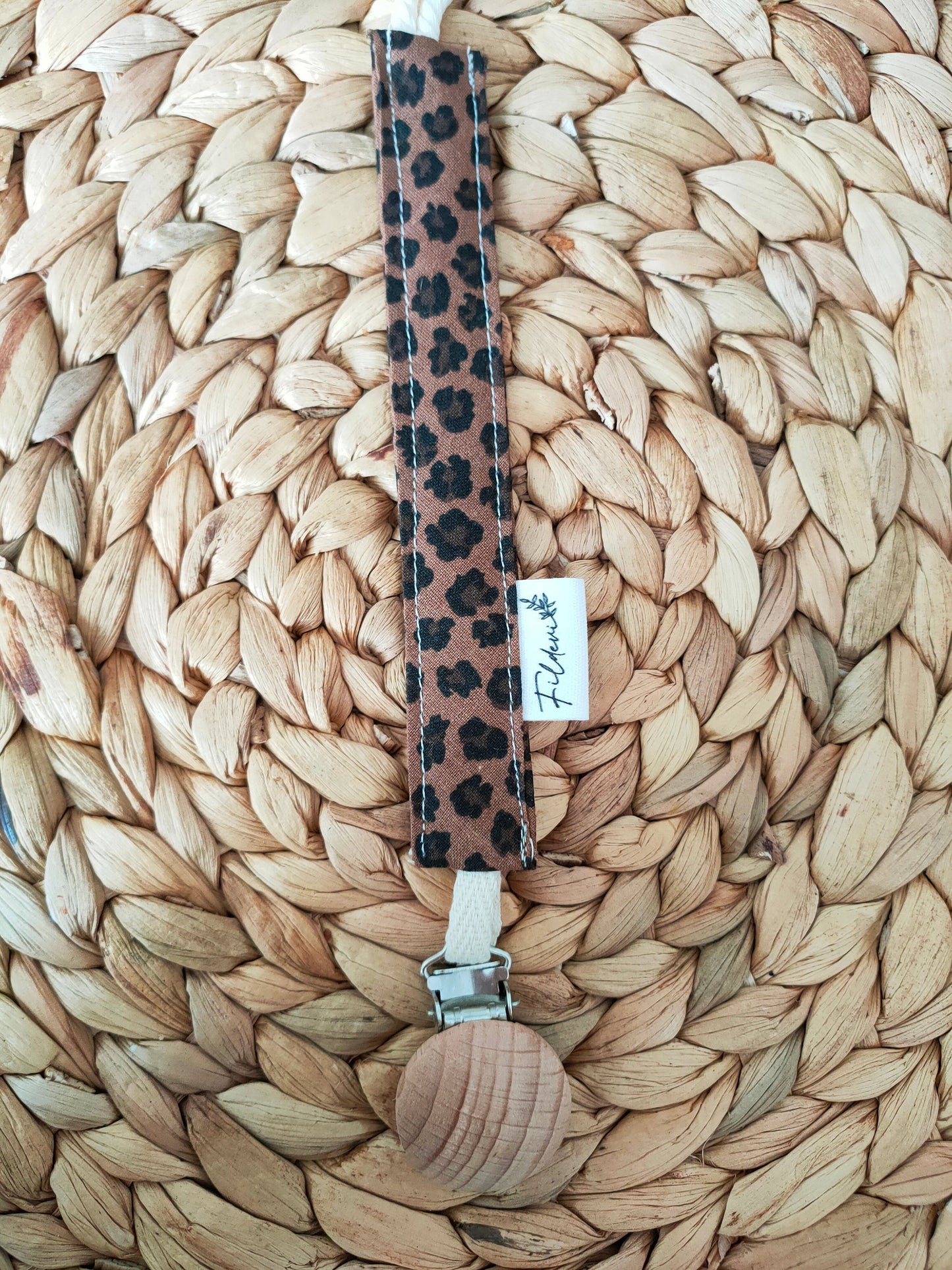 Attache Tétine Léopard Marron