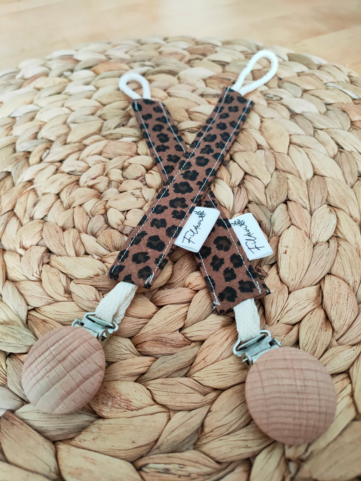 Attache Tétine Léopard Marron