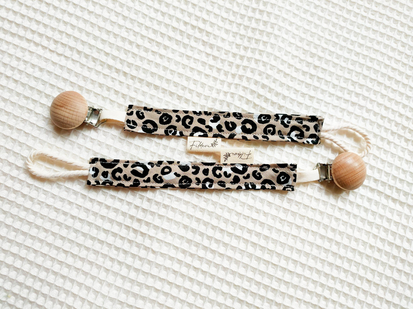 Attache Tétine Léopard Beige