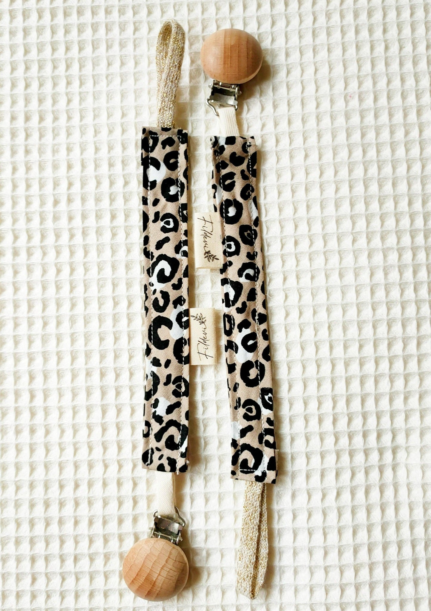 Attache Tétine Léopard Beige