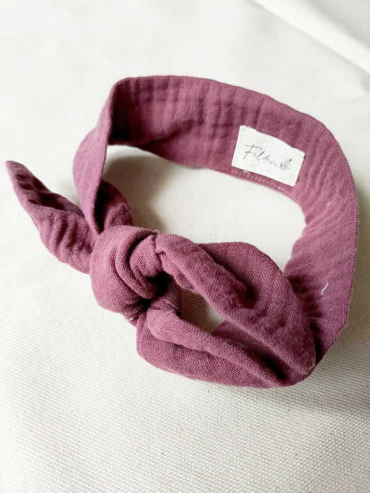 Bandeau Bébé à nouer prune