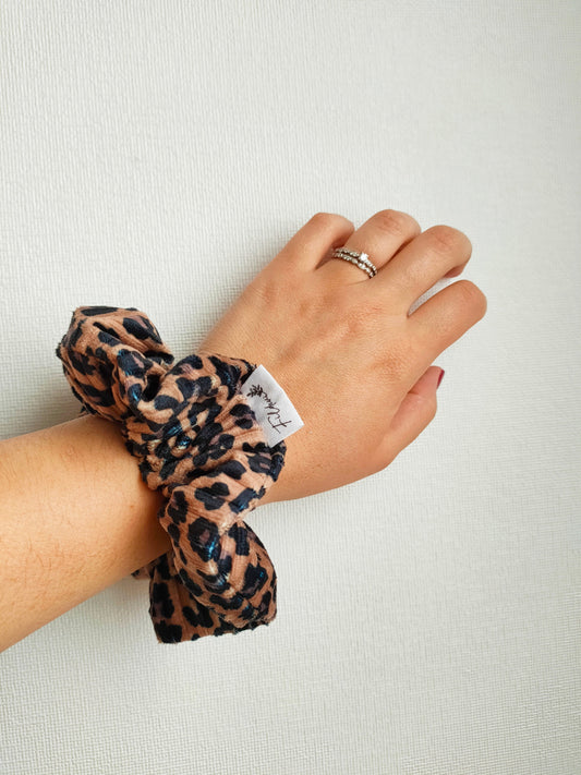 Chouchou Léopard Velours Côtelé