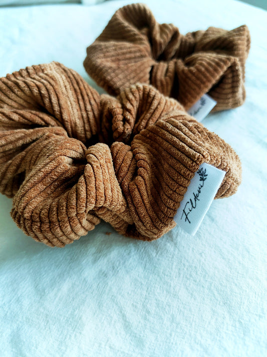 chouchou-marron-velours-cotele-fait-main