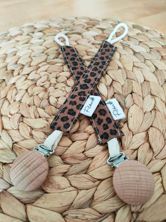 Attache Tétine Léopard Marron