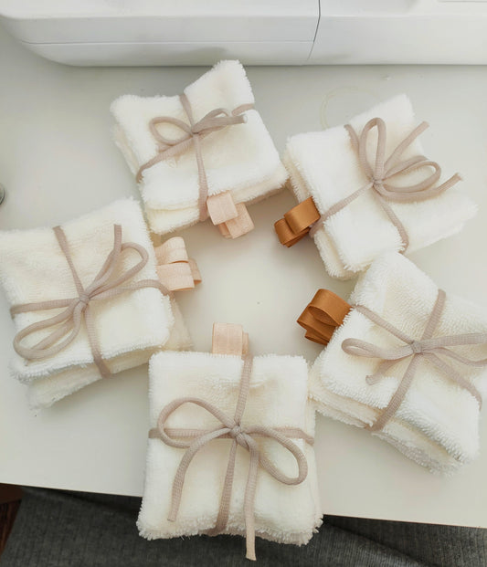 Lot de 4 lingettes lavables en Bambou réversibles